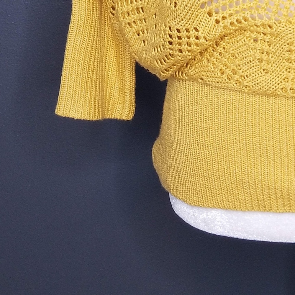 KESSLEY Yellow Sheer Mesh Sweater TU_3